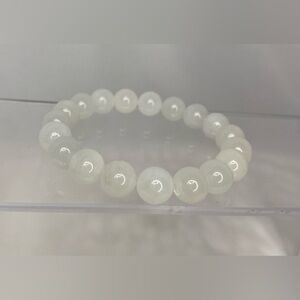 10mm White Moonstone Crystal Bead Stretch Bracelet